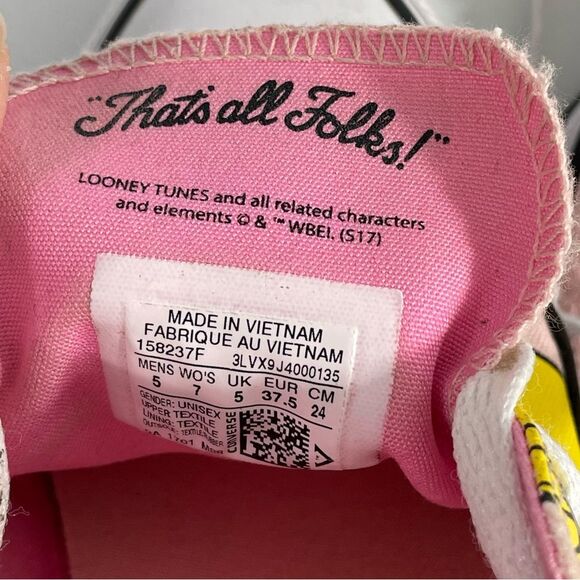 Converse Chuck Taylor Looney Tunes All Star Low Tweety Bird Pink Sneaker 7 Shoes - Picture 9 of 10